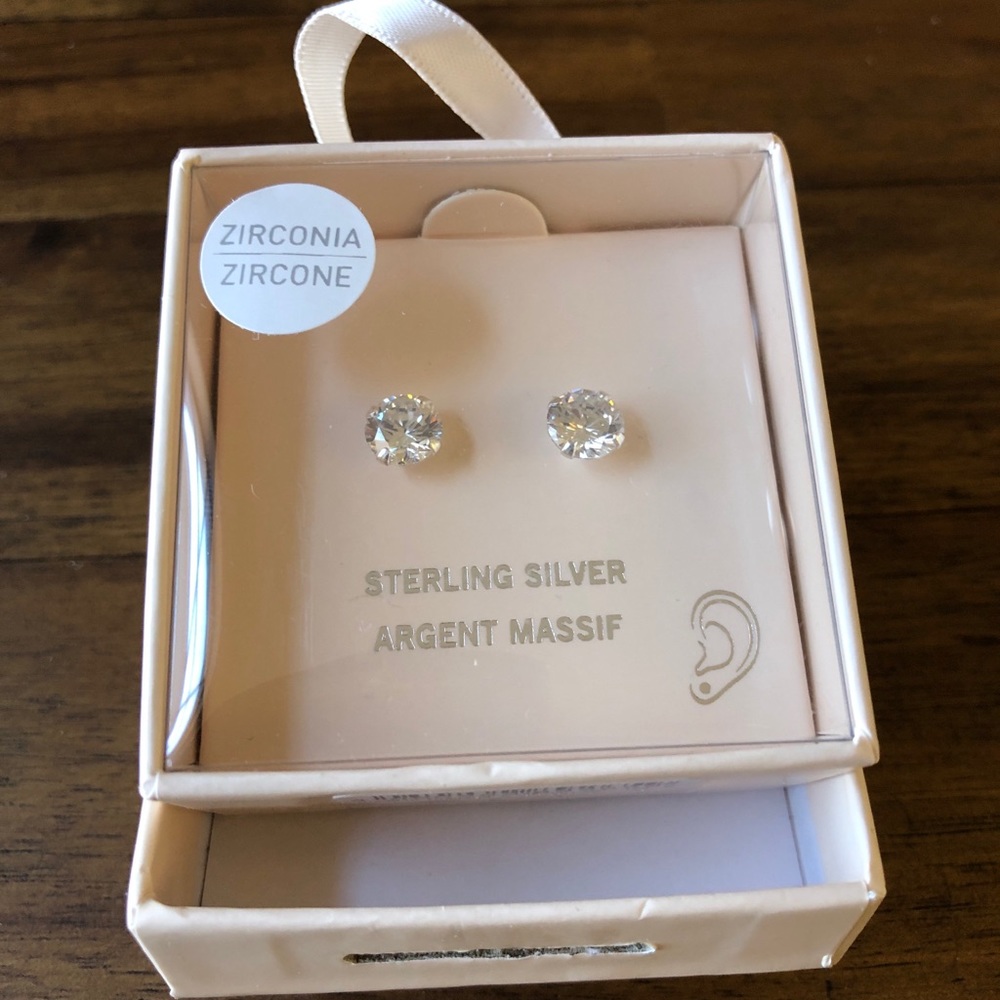 Sterling silver cubic zirconia earrings.